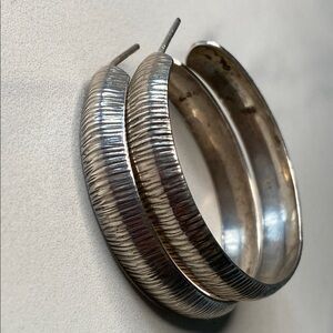 1.5"‎ Sterling Silver Hoop Earrings with Posts 925